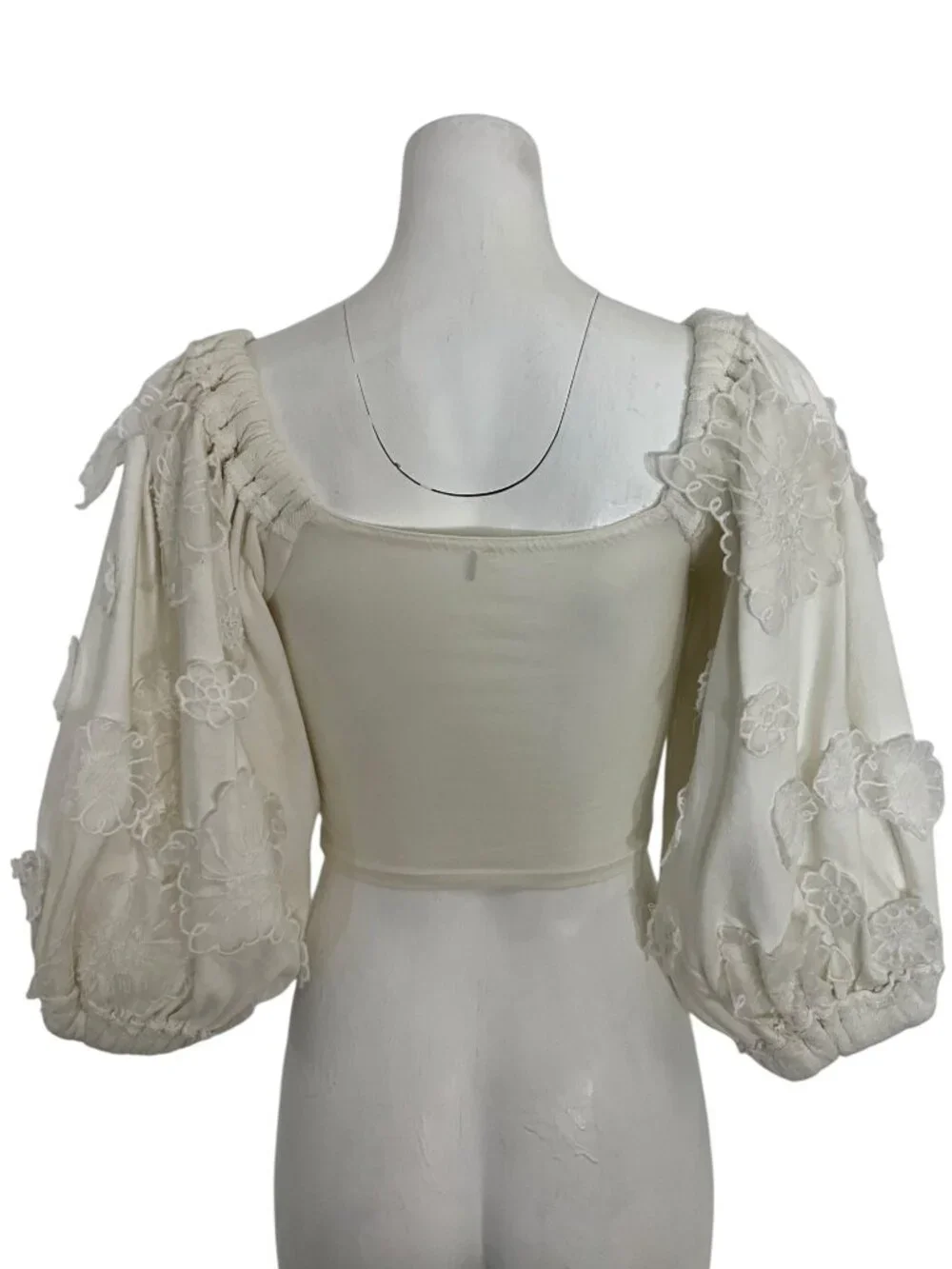 Free People Icing On Blouse Top XS Floral Lace Cropped Off-The-Shoulder